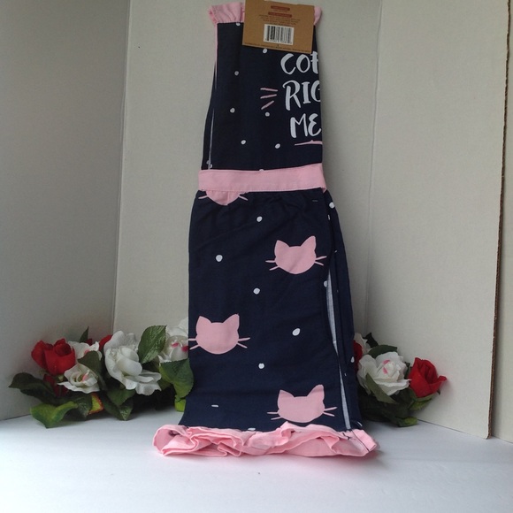Pantry Apron Coffee Right Meow NWT Blue Pink NWT - Picture 6 of 16